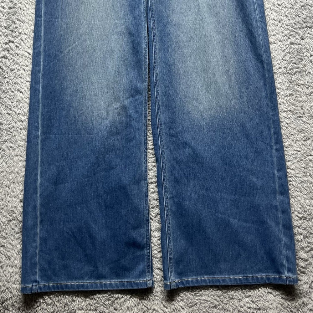 Halara Asymetrical Wide Leg Jeans Small Tall Blue Stretch Faded Baggy - Picture 4 of 13